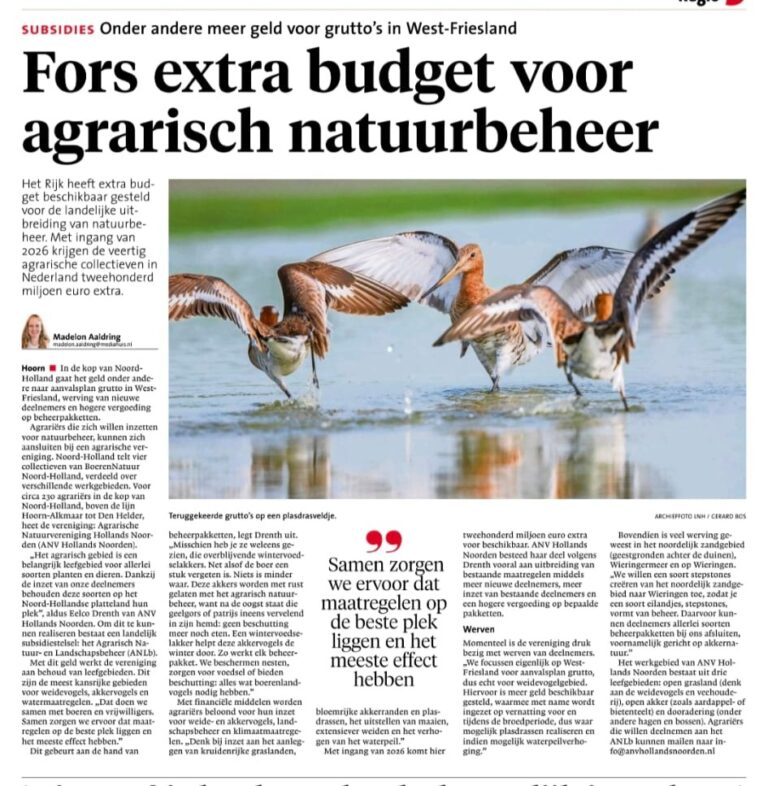 NHD Wfr 271125 artikel extra budget agrarisch natuurbeheer